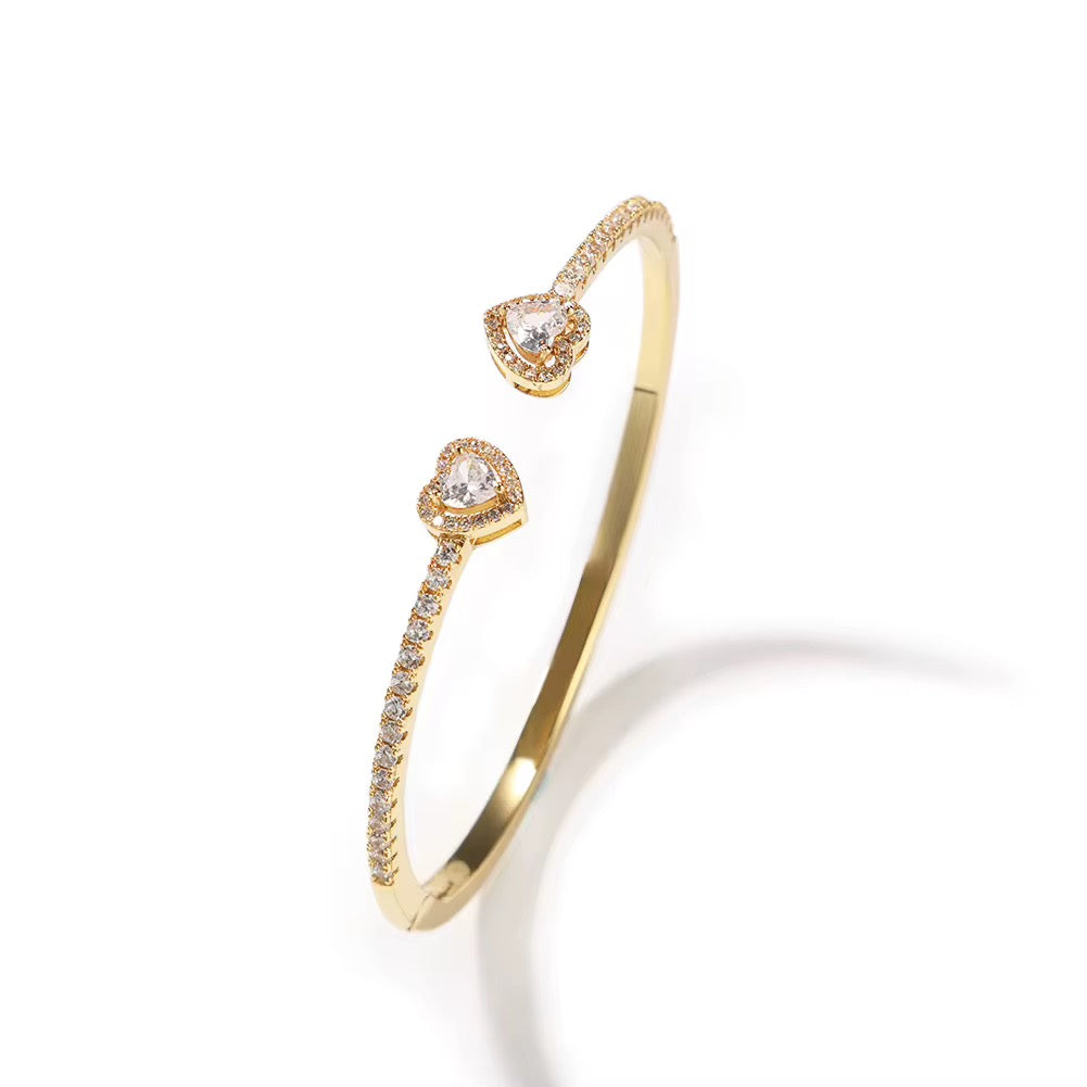 Double Heart Bangle