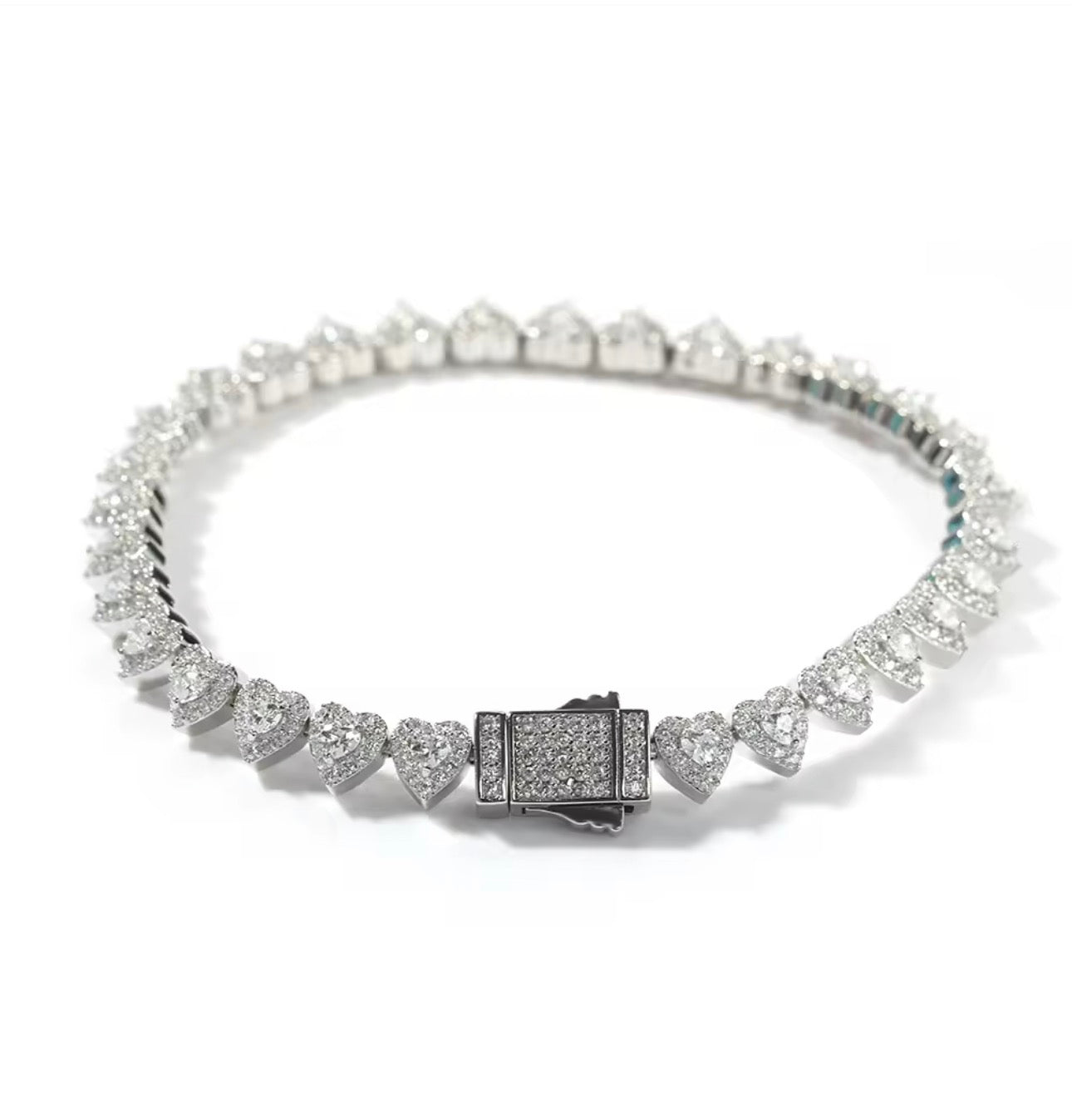 Encrusted Heart Tennis Bracelet