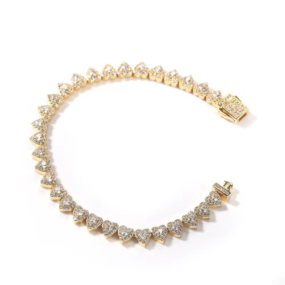 Encrusted Heart Tennis Bracelet